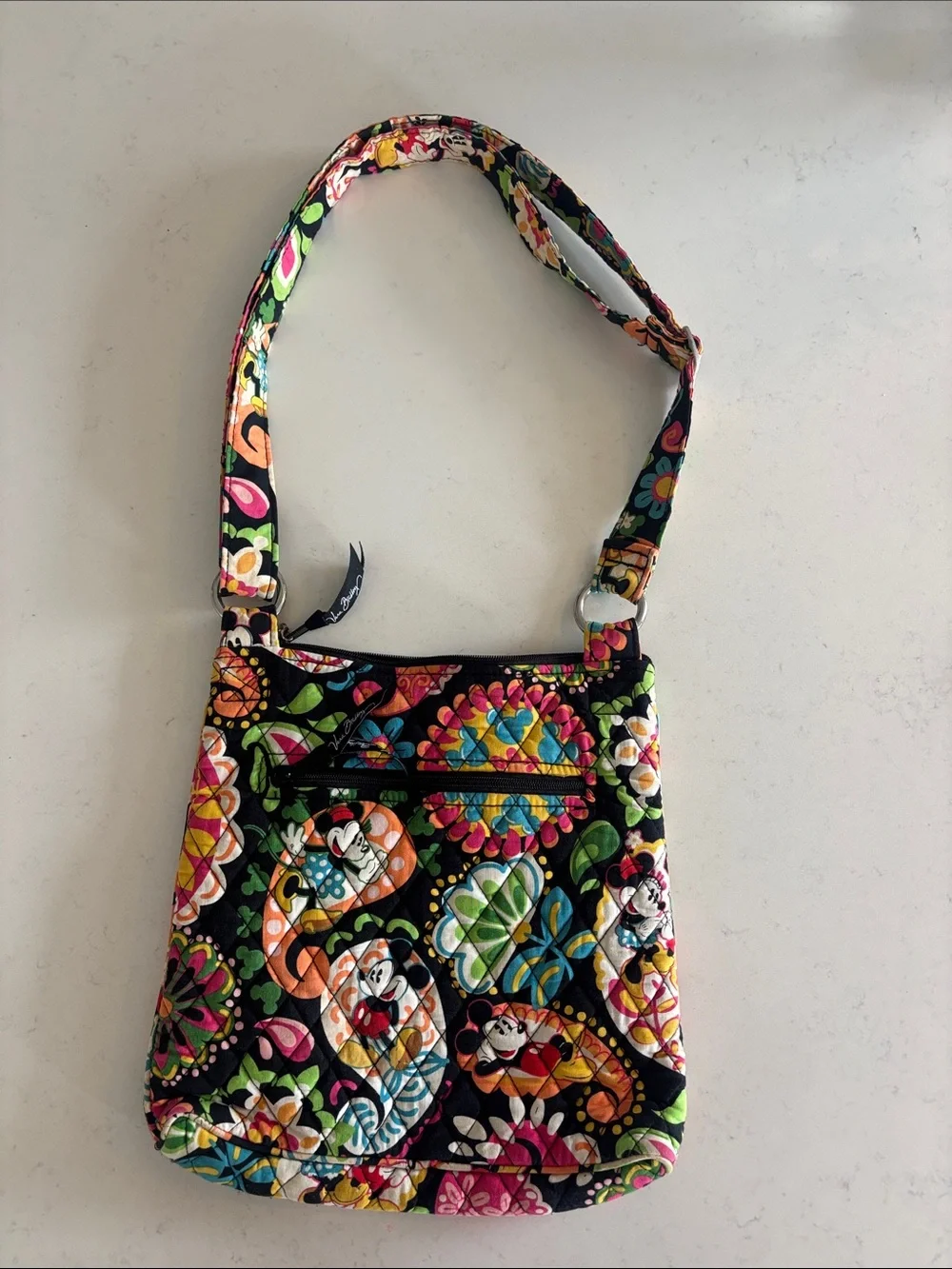 Vera Bradley MultiFloral & Mickey Quilted Crossbody with matching wristlet